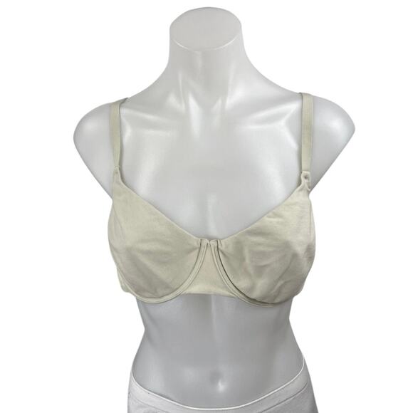 Skims Women's Cream Underwired Adjustable Strap Unpadded Push Up Bra Size 38D - Picture 1 of 3